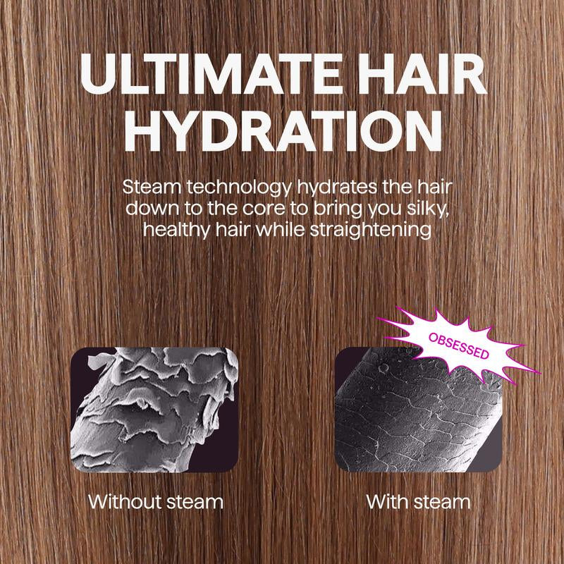 Wavytalk Steamline Pro Steam Hair Straightener Brush Hair Straightening Comb with Scrunchie and Glove