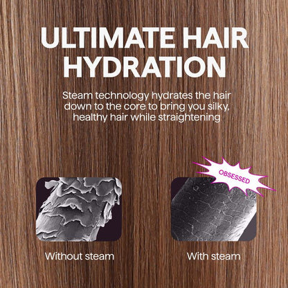 Wavytalk Steamline Pro Steam Hair Straightener Brush Hair Straightening Comb with Scrunchie and Glove